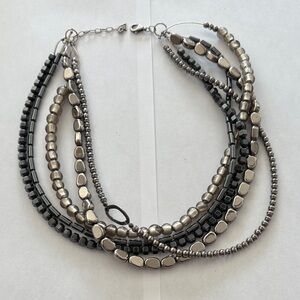 Elegant Silver and Black Multi-Strand Necklace